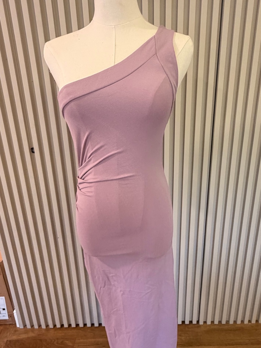 Zara One-Shoulder Lilac Bodycon Maxi Dress